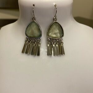 Vintage Costume Dangle with Green Frost Gem Earrings